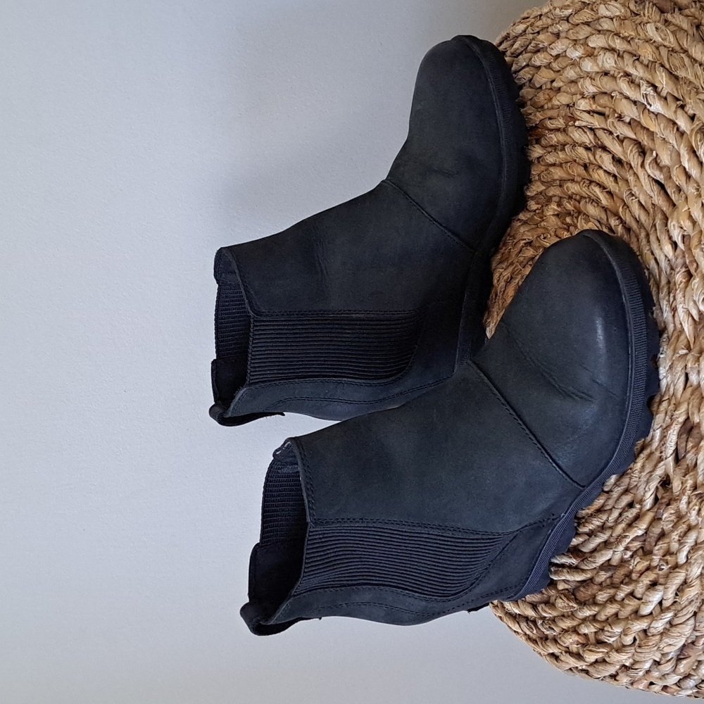 Sorel Womens Joan Of Arctic II Black Nubuck‎ Leather Wedge Ankle Boots S-8